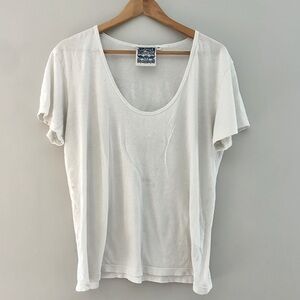 Jungmaven hemp/ organic cotton Zuma Scoop Neck Tee Washed White Medium